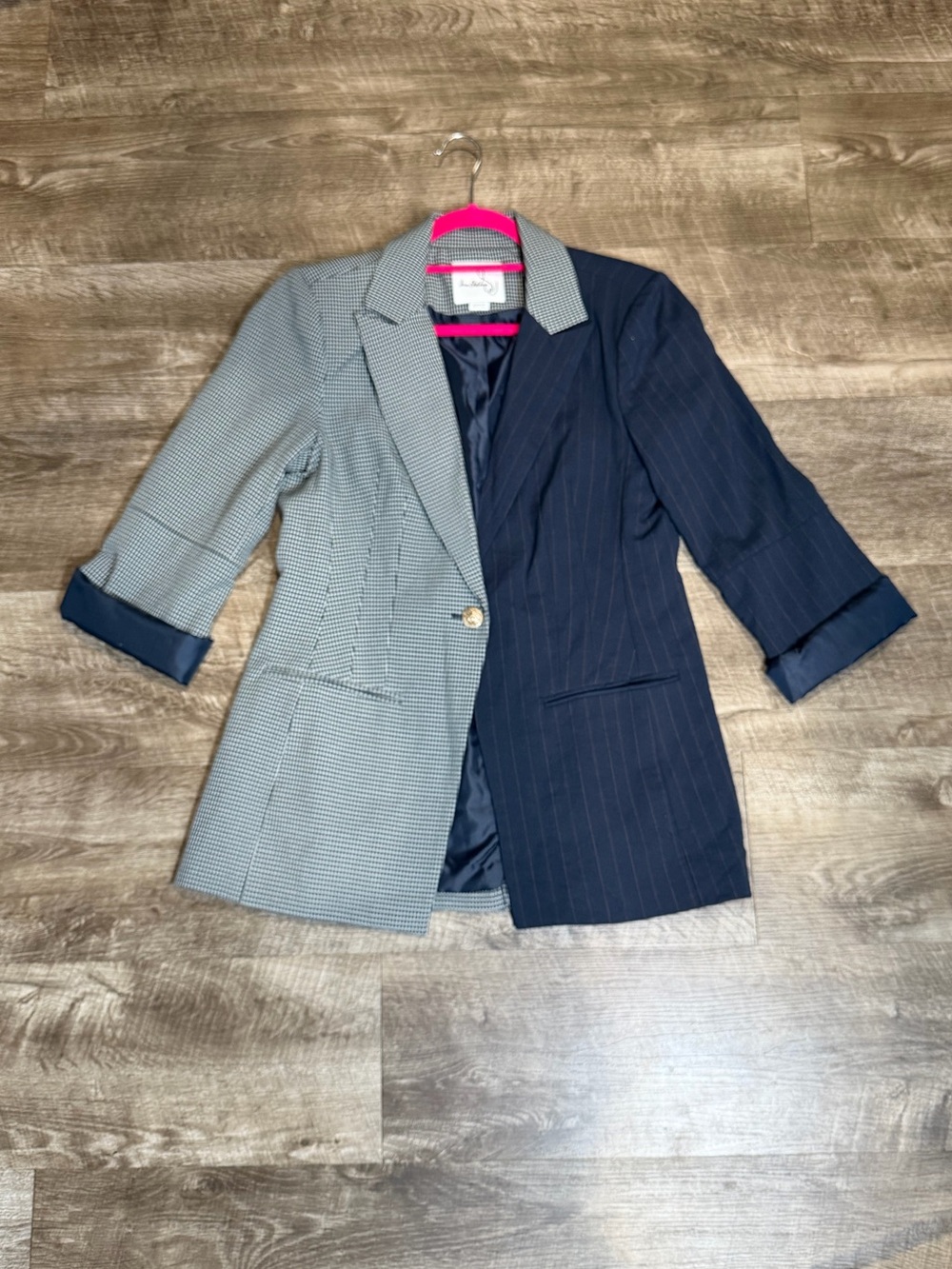 Sam Edelman Women's Dark Slate Empire Plaid Blazer Sz M $179
